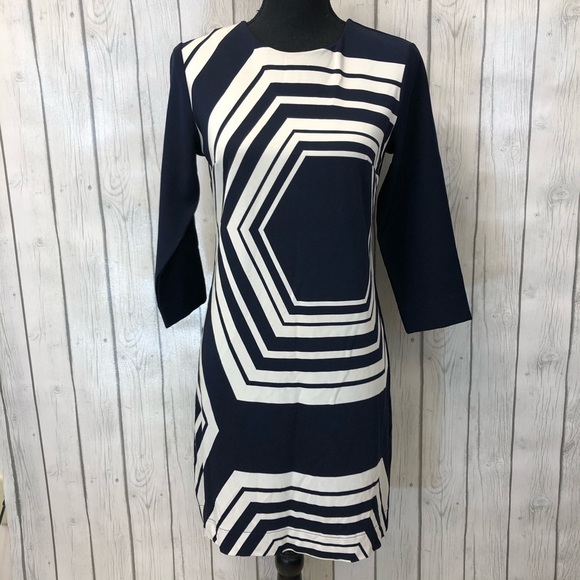 Ann TAYLOR geometric print sheath dress xs - Picture 1 of 6
